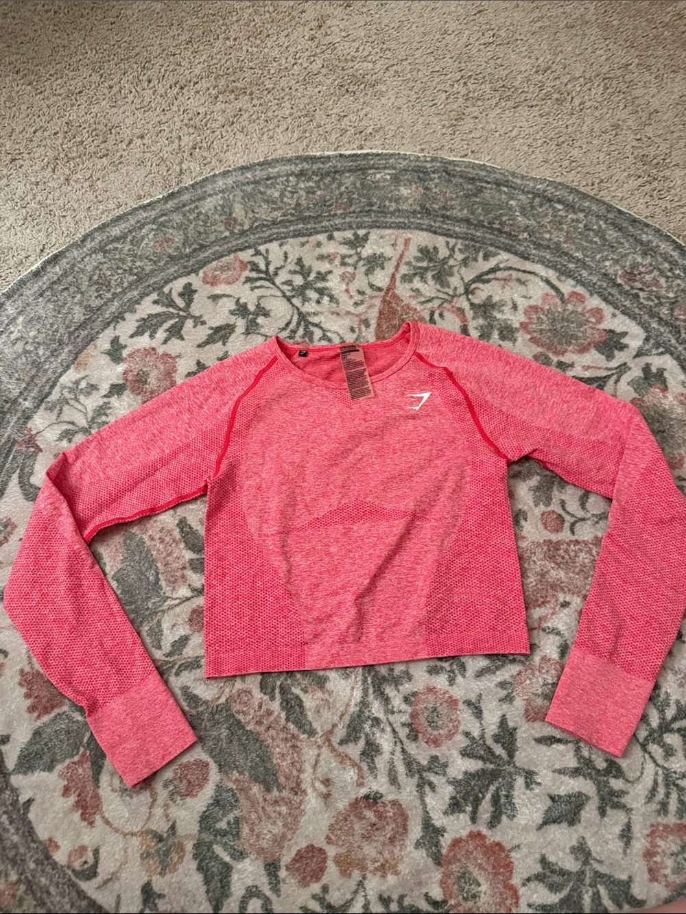 Gymshark Coral Pink Long-Sleeve Cropped Seamless Top